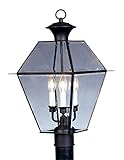 Livex Lighting 2384-04 Westover 3 Light Outdoor Black Finish Solid Brass Wall Lantern with Clear Bev