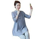 産前 産後 授乳服 妊婦服 マタニティー マタニティワンピース可愛い ボタン シンプル 春 夏 (XL)