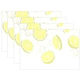 thunanaプレースマット、レモンディナーマット、耐熱、crinkle-proofプレースマット set of 4