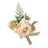 Kesoto ウェディングコサージュ　花嫁　人工のバラ　花　結婚式　コサージュ　５色選べる - シャンパン