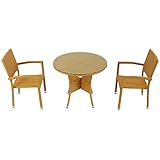 人工ラタンチェア2脚 丸テーブル1台 3点セット 強化ガラス ナチュラル 籐 肘掛け付き 家具 ファニチャー インテリア スタッキングチェア リビング chair 椅子 南国 アジアン バリ風 リゾー