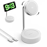 Qi2 Magsafe 対応ワイヤレス充電器スタンド iPhone 16 用、Threekey Qi2公式認証の15W超低温&PSE技術基準適合 磁気デスク充電ステーション 1∶1適合 置くだけ充電+60W Type-C ブレイドケーブル iPhone 15/14/13/12 および Airpods 用 (TZH104-White)