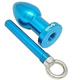 Praxia 金属製 アナルプラグ トンネルバットプラグ 直径 3.7cm ブルー 【ローション/鈴/クロス/ロゴ入り布袋 付属