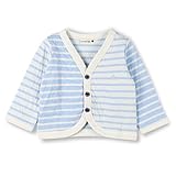 ブランシェス（branshes） 接結先染めボーダー柄ベビーカーディガン【サックス/（00）70cm】