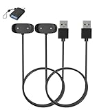 Amazfit Active Edge/Active/bip5 unity/bip 5/GTR mini/GTS4 mini/bip3 Pro/bip3/bip U/GTS2/GTS2 mini/GTS 2e/GTR 2e スマートウォッチ 充電ケーブル 充電器 + USB to Type-Cアダプター(1枚)【KONXISA】USB充電 1M マグネット充電コード 高耐久（2本/ブラック）