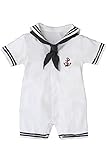 BABY tree 赤ちゃん ロンパース 半袖 マリン セーラー 服 (74cm (9ヶ月から12ヶ月))