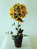 光触媒（造花） トピアリーフラワー（Ｌサイズ）イエロー　花の部分が球状で、とてもかわいいトピアリーです。贈り物・母の日・新築祝・開店祝・誕生日・記念日・卒業式・入学式・ギフト・お歳暮・お年賀に