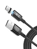 Kuulaa 磁気USB C充電ケーブル 3A 磁気USBケーブル QC 3.0高速充電&データ転送をサポート マグネット携帯電話充電器 ナイロン編組コード Type Cデバイス用(iPhone非対応) - ブラック/3.3フィート