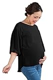 Sweet Mommy マタニティトップス 授乳服 授乳口付き Tシャツ ボリュームスリーブ ジョーゼット オフィス 大きいサイズ 春 夏 秋 半袖 産前産後／ブラック／M
