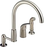 Peerless P188900LF-SSSD Apex Single Handle Widespread Kitchen Waterfall with Soap Dispenser, Stainle