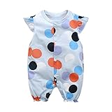 Limi　カラフルドット　ベビー　新生児から　水色　ロンパース　半袖　カバーオール　綿100%製　前開き　柔らか　夏 (95)