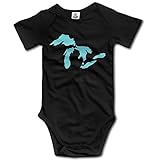 マップの五大湖湖Champlain Funny Baby Onesies幼児服 カラー: ブラック