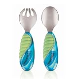munchkin マンチキン ギュッと握れるフォークとスプーン マイティグリップ フォーク&スプーン ブルー