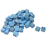 uxcell 端子台　ターミナルブロック ネジ端子ブロック　ネジターミナルブロック　300V　12A　14-22AWG　スクリューターミナル　ブルー　プラスチック　50個