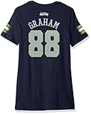 NFL Girls 7 – 16 Jimmy Graham Seattle SeahawksメインストライプVネックName & Number半袖Tシャツ、Large / ( 14 )、ダークネイビー