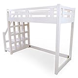 ロフトベッド 木製 天然木 階段 左右対応 宮棚 北欧パイン すのこ セミダブル ホワイト