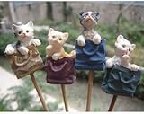 かわいい 袋に入った 4匹の ネコちゃん ガーデンピック 4種類セット