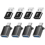 BaseNew USB - USB C アダプター 8個パック、Type C - USB アダプター、USBC - USBA オス - メス、iPhone 15 14 13、MacBook Pro、iPad、充電器用 USBC アダプター、ブラック