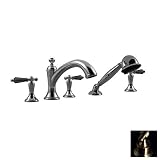 Santec 9555 kt45-tm Klassicaクリスタルサテンブロンズローマの浴槽フィラーセットKTスワロフスキークリスタルハンドルとHand Held Shower