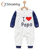 Shomty I ♡ PAPA I ♡ MAMA キッズ服 ロンパース 子供服 (66cm, PAPA)
