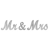 Ocamo ヴィンテージスタイル シルバーグリッター Mr & Mrs 木製文字 ウェディングデコレーションDIYデコレーション