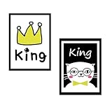 (King) - Tonlead Cute Print Wall Decals with Black Frame for Nursery, Self-adhesive Baby Room Walls 