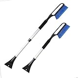 UPKEN 雪ブラシ スノーブラシ 2イン1（スクレーパー、ブラシ） 伸縮式 軽量 収納に便利 雪かきスコップ お宅/車に適用 除雪用品 雪ショベル（ブルー）
