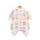 2Way スリーパー 6重ガーゼ 長袖 秋冬 パジャマ 寝袋 ベビー 赤ちゃん 子供 100％綿 オーガーニックコットン 通気 保温 快眠 プレゼント 出産祝い (S--70cm, モンキー柄)