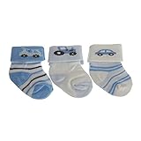 (ナーサリー・タイム) Nursery Time 赤ちゃん・ベビー用 靴下セット (3足組) ソックス 男の子 (0-3ヶ月(16EU)) (ホワイト/スカイブルー/ブルー)