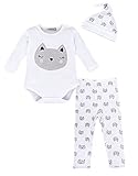 StylesILoveベビーキュート動物印刷コットンオーバーオールロンパース、パンツ、帽子3点セット US サイズ: M カラー: ホワイト