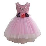 Hibote 子供 ドレス ワンピース フォーマル サンドレス プリンセスドレス 2歳から3歳まで 95cm チュチュスカート キッズ ベビー エレガント 結婚式 演奏会 ピアノ 発表会 レッド 90