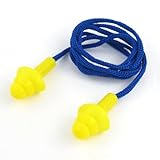 uxcell スイミング耳栓　水泳耳栓　フレキシブル　紛失防止のコード付き耳せん 柔軟　シリコーン　ストリング　ブルー　イエロー