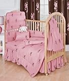 Pink Buckmark- 4 Piece Crib Set includes (Crib Fitted Sheet, Crib Bumper Pad, Crib Headboard Pad, an