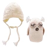 ふくろう＆ニット帽セット 新生児＆３-４か月〈Lollypops!!!オリジナル〉≪ 新生児 フォト ニューボーン フォト Newborn スタジオ 撮影 小物 衣装 ≫(ホワイト,3-4カ月) [並