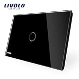 Livoloブラック米国標準1ギャング1 WayウォールライトタッチスイッチでLEDインジケータ、119 mm × 78 mm、ac110 – 220 V、 – c901 – 12