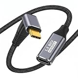 Type C 延長ケーブル L字 1.5MUSB-C オス・メス 100W PD急速充電 10Gbps データ転送 USB 3.2 Gen2 延長コード 高耐久ナイロン編み ゲーム/ノートPC/スマホ対応