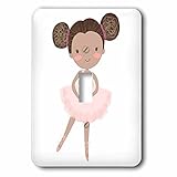3dローズAnne Marie Baugh – イラストキュートAfrican AmericanバレリーナLittle Girl Illustration – 照明スイッチカバー – シングルトグルス