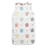 Petit Bella 年中使い ６重ガーゼスリーパー パジャマ 通気 子供服 ベビー服 寝袋 100%コットン 綿 子供 赤ちゃん ボタン開閉式 プレゼント 出産祝い (M, 木柄)
