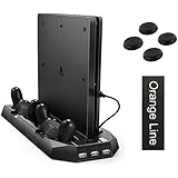 PS4 スリム用 縦置きスタンド 騒音ファン無し コントローラー2台充電 USBハブ3ポート【日本企業による販売保証】【ブラック slim R2】