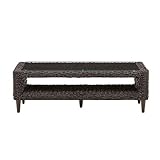 アジアン アバカテーブル 120cm Evan エヴァン リビング ガラスセンターテーブル 南国リゾートバリ風 アジアンテイスト家具 おしゃれ ダークブラウン