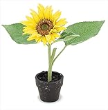 エルアーツ 造花 サンフラワーポット 全長22cm・花径10cm E5870-00