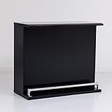 スタイリッシュな空間◆光沢のある天板 収納バーカウンターテーブル (ストレート型) ブラック色