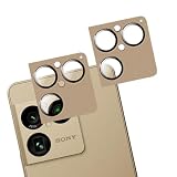 【アルミ合金製】Sotarino Xperia 1 VIII 対応 カメラフィルム 強化ガラス 硬度9H 高透過率 指紋防止 気泡防止 飛散防止 露出オーバー防止 自己吸着 SO-51G SOG17 対応 レンズフィルム ゴールド [2枚] [並行輸入品]