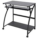 ガラス天板パソコンデスク (ブラック)