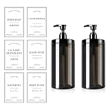シャンプーボトル 詰め替えボトル シャンプー 大容量 1000ml ィスペンサー 詰め替え 広口 プレスポンプ バスルーム キッチン 寝室に適しています 2本セット (透明な黒)