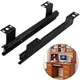 Quikaboo スライドレール 後付け デスク 引き出し キーボード 底付けタイプ 引き出しレール金具 伸縮式 左右1ペア2本セット 黒 約250mm 3段引き