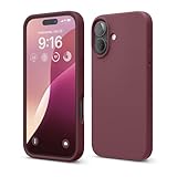 elago プレミアム 液体 シリコン ケース iPhone 16 対応 ケース 全面保護 耐衝撃 スリム スマホケース 傷防止 ソフトマイクロファイバー裏地 15.5 cm (バーガンディ)