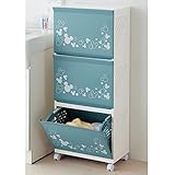 【Disney】ディズニー　ランドリーバスケットワゴン　ミッキーマウス　ブルー　３段