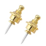 Musiclily ギター ストラップロック ピン Security Strap Locks エレキギター/アコースティックギター/ベース用、ゴールド(2個入)