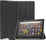 For Fire HD 10 Plus 用のカバー スタンド機能付き 保護ケース HD 10 2021 用のタブレット ケース カバー 軽量 薄型 レザー 三つ折スタンド オートスリープ機能 全面保護型 For Fire HD 10 Plus/HD 10 2021 のスマートケース RuiMi (ブラック)